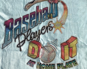 Vintage 1970s Unisex Roach Transfer T-SHIRT~ Baseball Players Do It At Home Plate ~ Dated 1978 ~ Made in the USA ~ Unworn / New ~ M