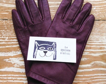 plum leather gloves