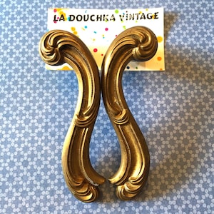 French Vintage Door Handles / Door Knobs - 1 Pair - Carved Brass - Louis XV Rococo Baroque Style - Beautiful Design - Mint