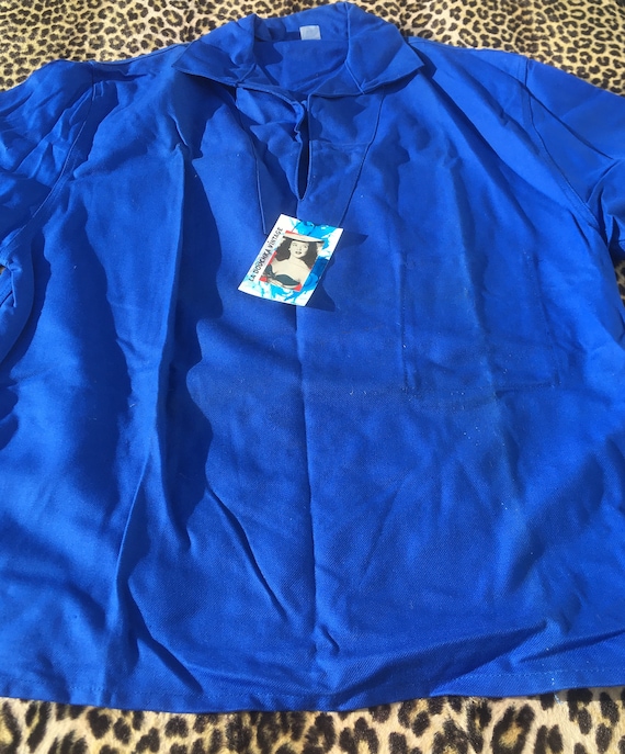 French 1960s Men SAILOR MARINE Top Shirt ~ Blue S… - image 2