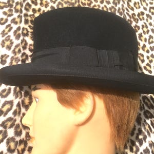 1930s Man in Black Homburg | Vintage 30s Black Fur Felt Mens