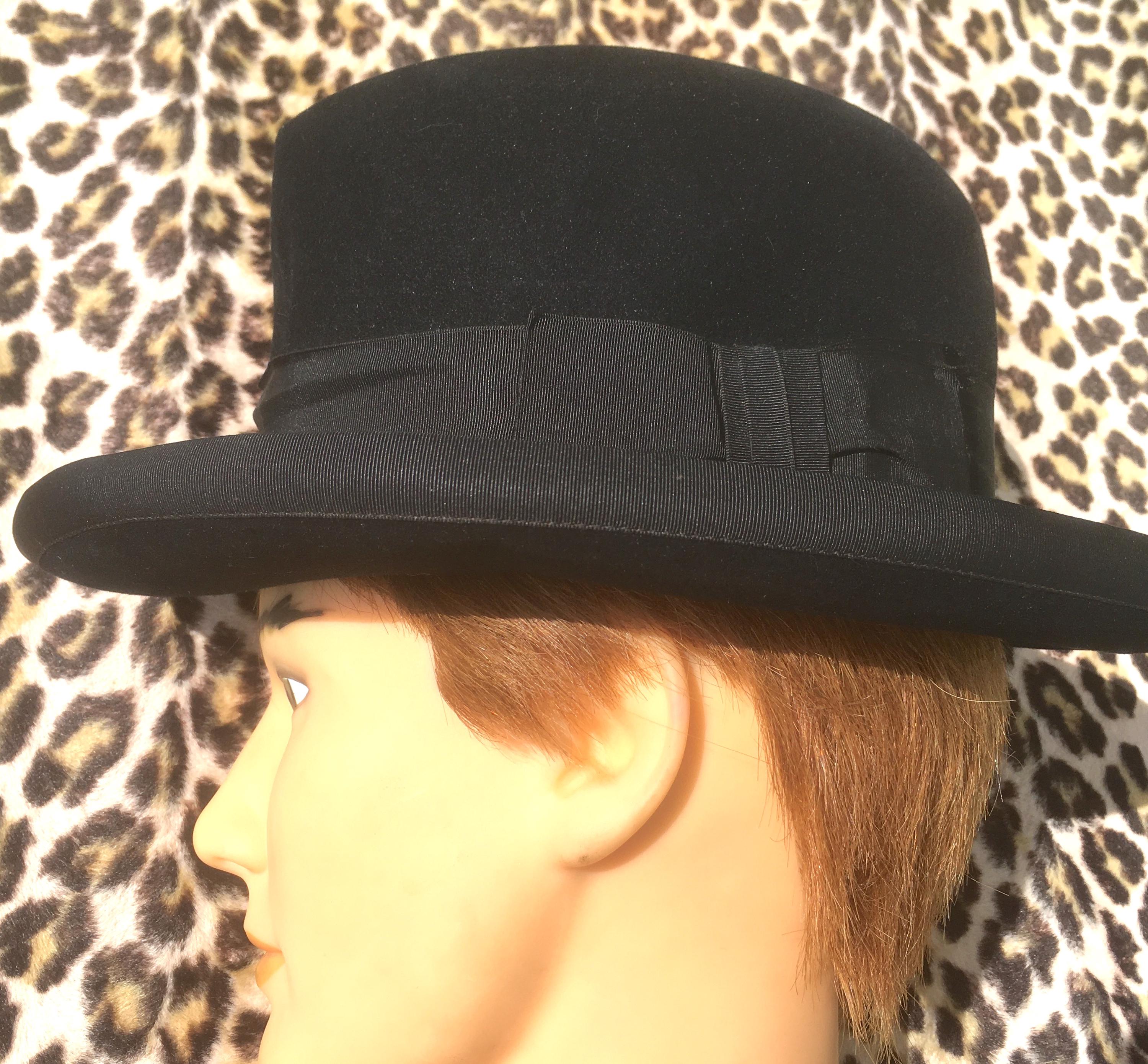FRENCH Gilles Desages 1930s Men HOMBURG HAT ~ Luxurious Black Wool