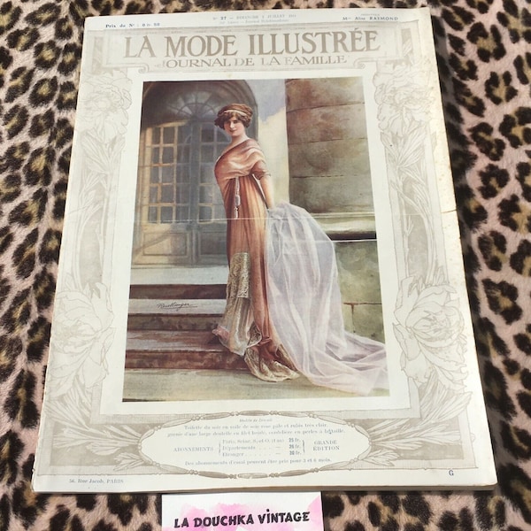 Französisches Edwardian 1910s Women HOME & FASHION MAGAZINE ~ La Mode Illustree ~ Juli 1911 ~ Schöne Illustrationen: Ready to be Framed