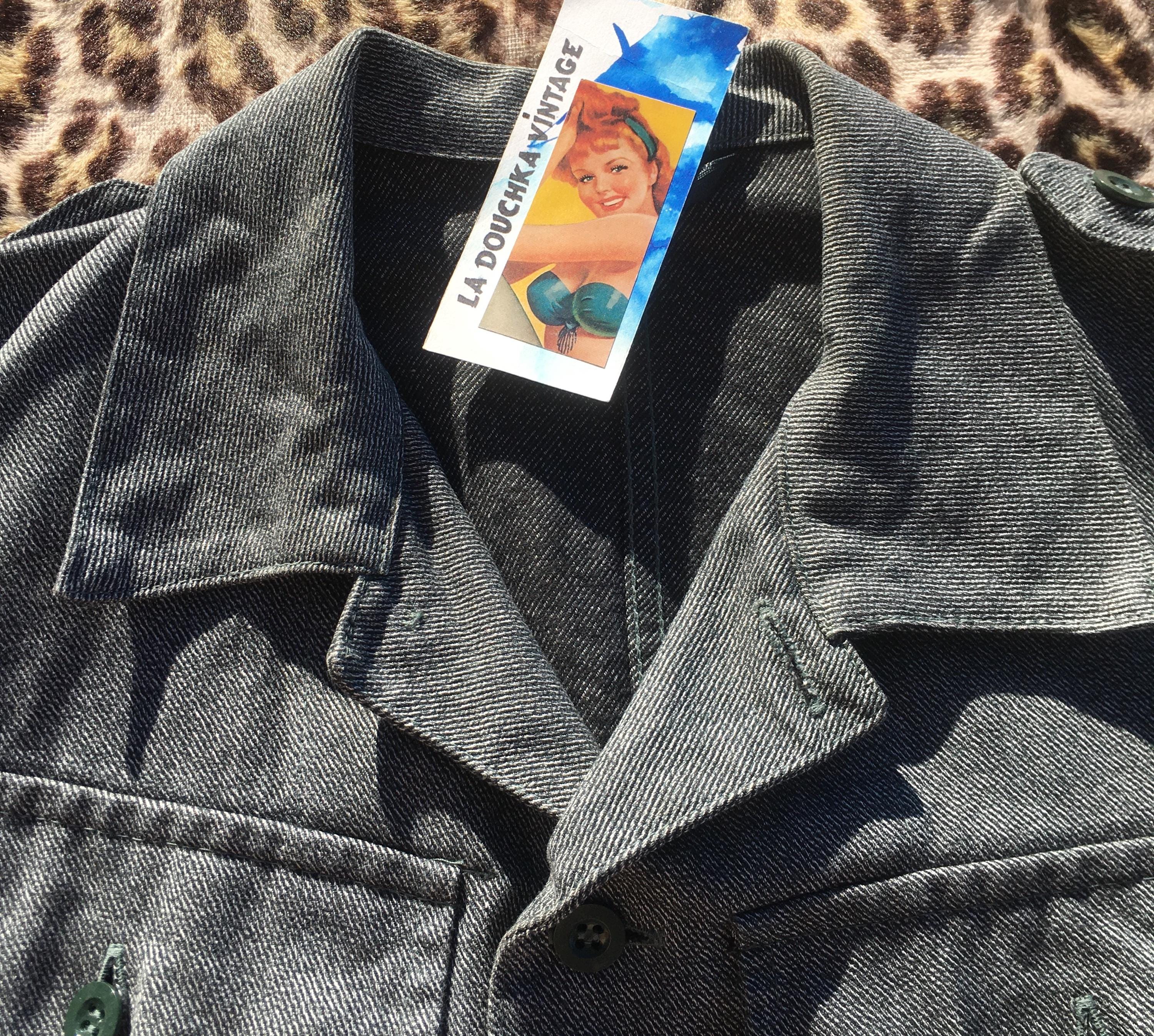 SWISS ARMY 1950s JACKET~ Gray and Black ~ Salt & Pepper Cotton