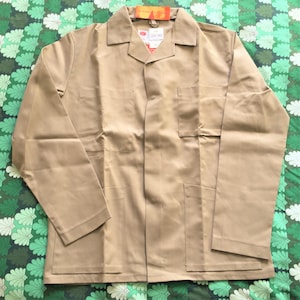 French Lafont 1960s Men Vintage Outdoor Workwear Work Railroad Jacket - Light Brown Cotton Blend - Made in France - New & Tag- M