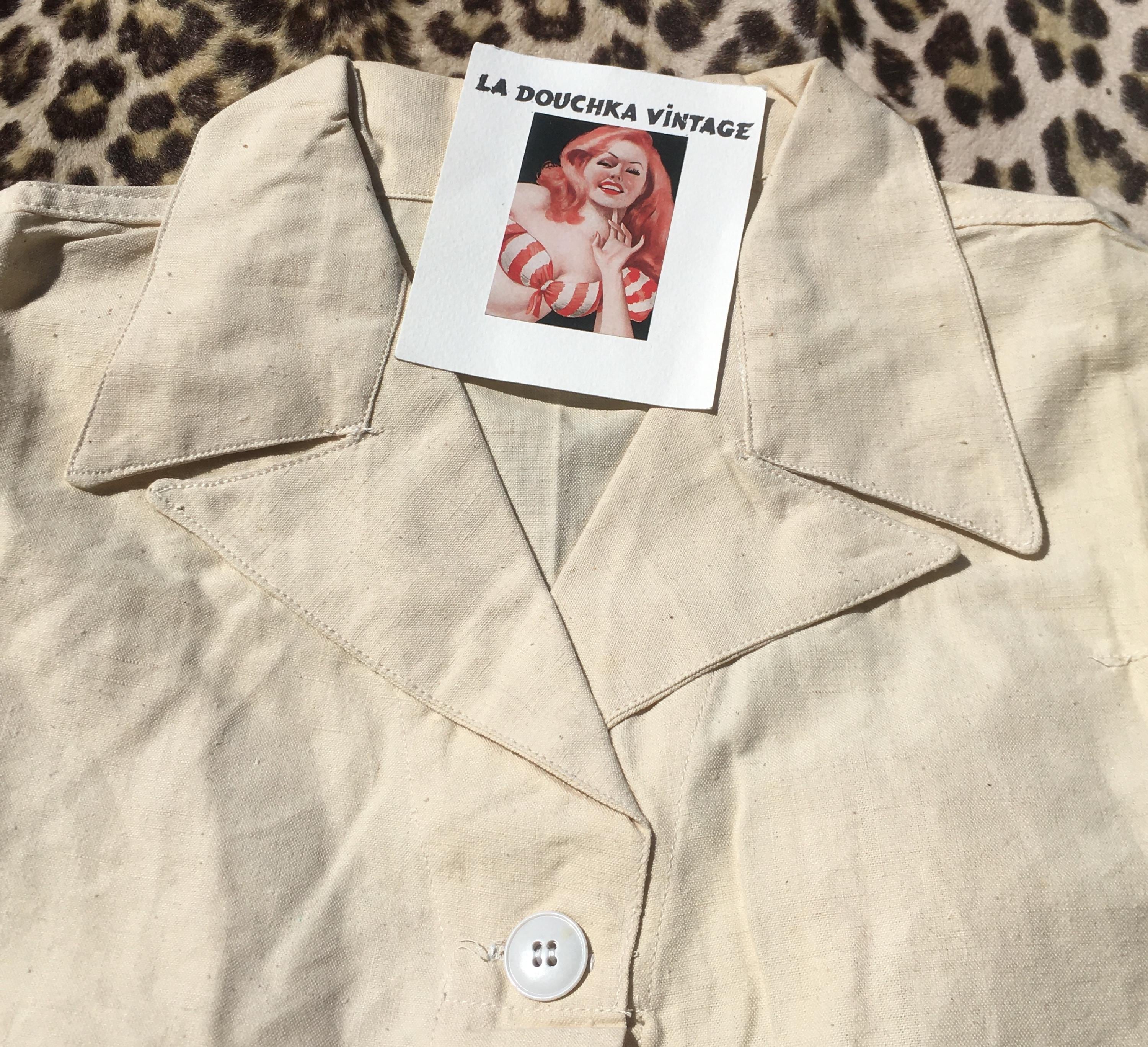 French Army 1930s Medical Hospital Doctor NURSE COAT~ Cream Metis