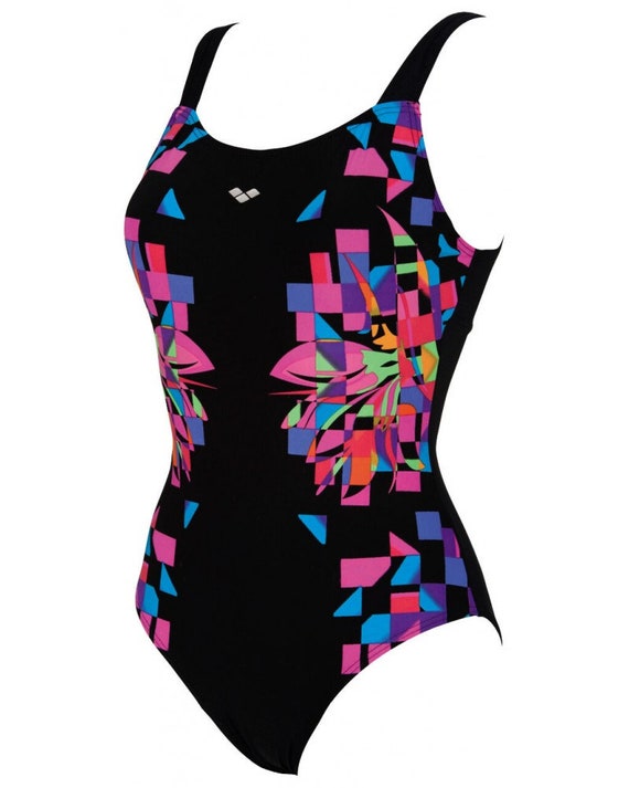 French Arena Women 1 Piece Swimsuit Bathing Suit Swimwear Black