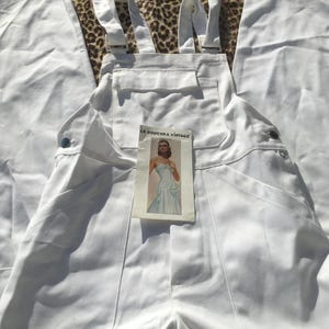 FRENCH 1960s UNISEX Bib OVERALLS~ Workwear / Chore / Painter / Uniform / Carpenter ~ White Cotton Blend ~Made in France~ Unworn Vintage ~S/M