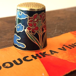 Lovely 1930s Chinese Sewing Thimble - Colourful Cloisonne Enamel - Bird and Flower Theme - Handcrafted/Handmade - The Perfect Vintage Gift