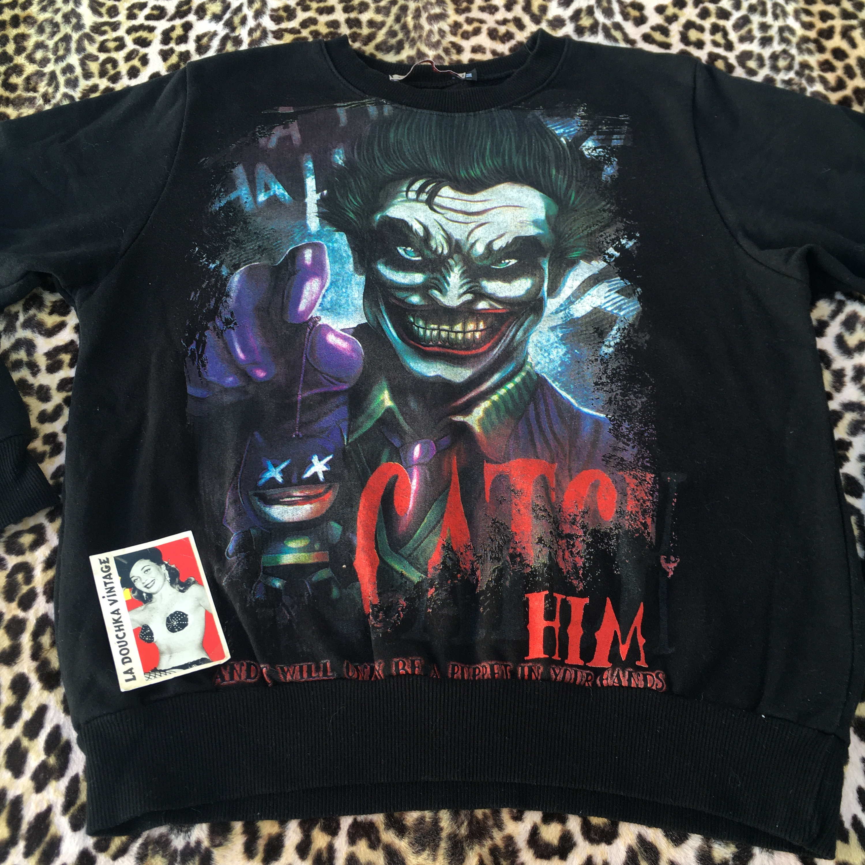 Tokuno Shima 1980s THE JOKER SWEATSHIRT Sweater ~ Black Cotton
