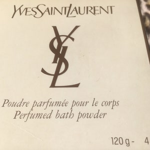 French Yves St Laurent 1970s Y Perfume Bath POWDER BOX Iconic YSL Signature Logo Empty : Just need to be refilled Perfect Vintage image 8