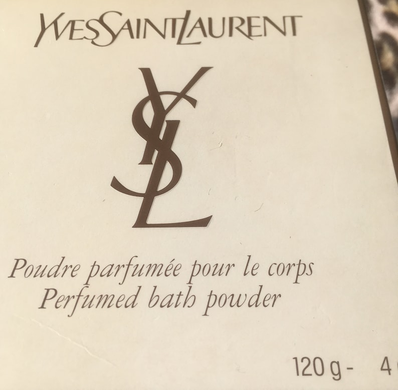 French Yves St Laurent 1970s Y Perfume Bath POWDER BOX Iconic YSL Signature Logo Empty : Just need to be refilled Perfect Vintage image 8