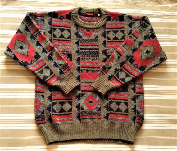 Eye Catcher 1980s Men Vintage Sweater 