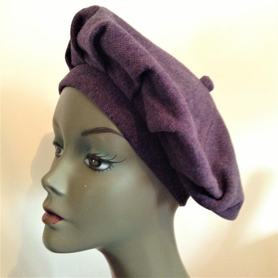 French 1970s Women Vintage Oversized Beret Hat - … - image 1