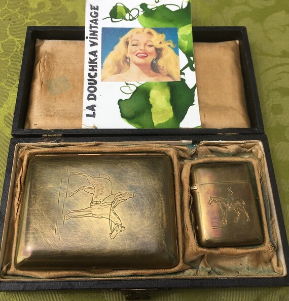 1900s CIGARETTE CASE & Vest Match Case ~ Horse Racing Design ~paris  Exposition / World's Fair~ Dated 1900 ~made in Switzerland~ Rare Antique