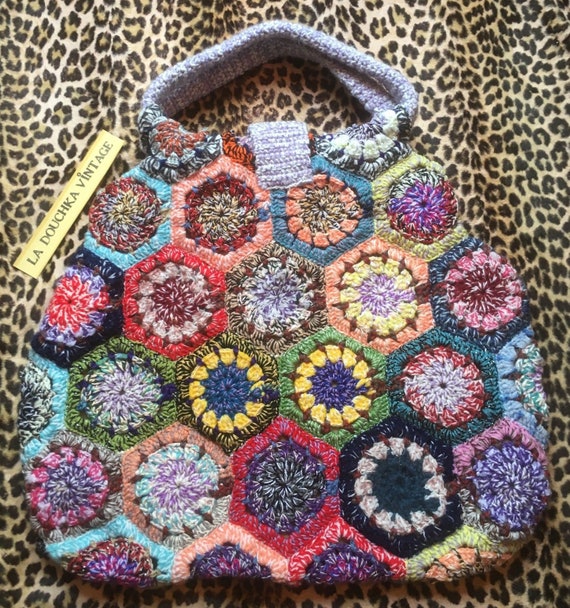 French 1960s Woman Oversized Bohemian Hippie BAG~