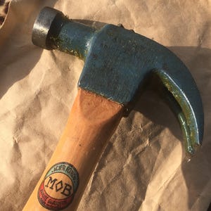 French ARMY 1960s CLAW HAMMER~ Cast Steel & Wood Handle ~ Greased for Perfect Storage ~New : Unused Vintage Military Surplus~ Dated May 1960