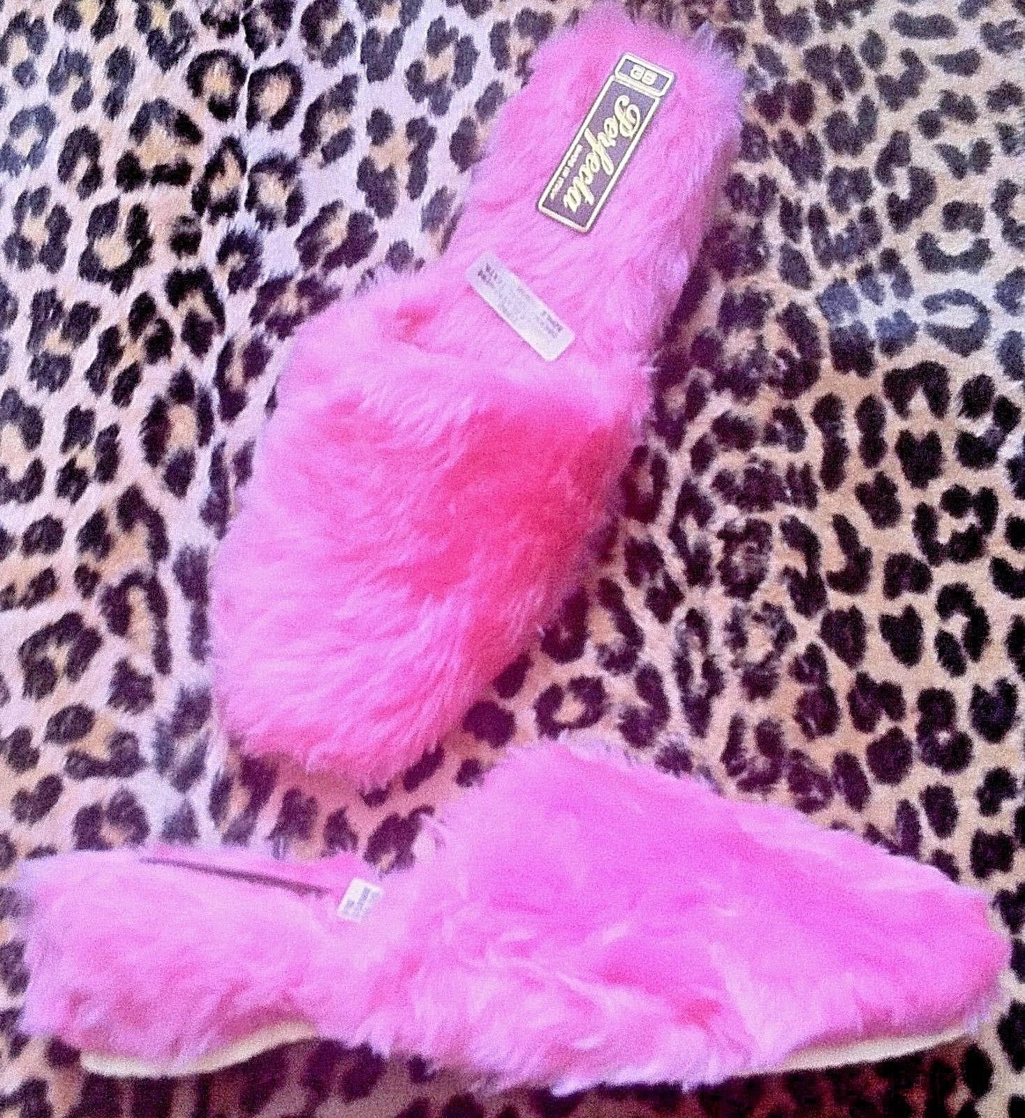 Vintage 50s/60s Pin-Up Fuzzy Wedges Slippers Mules Pink Faux | Etsy