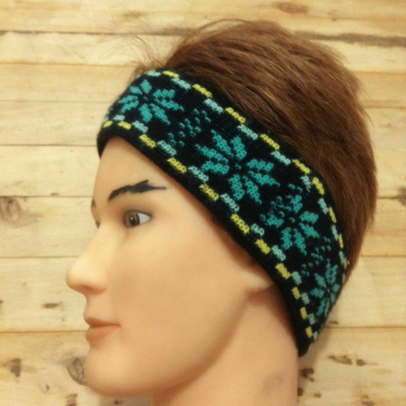 French 1970s WomenMen Winter Ski Knitted Headband Ear Warmer New MADE IN FRANCE Bright Colors /& Snowflakes