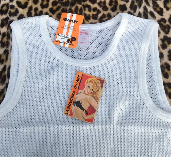 French 1950s MEN MESH COTTON White A 
