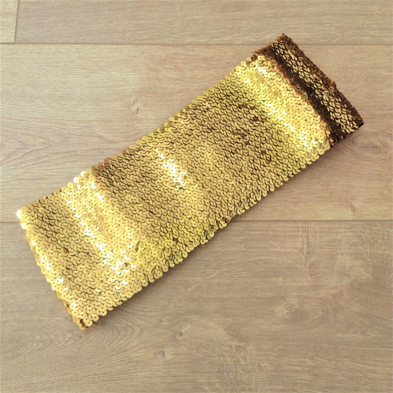 M ! New Eye Catcher Gold Sequins French Women Studio 54 Disco Disco Wide Stretch Belt
