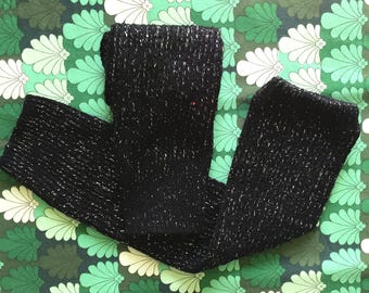 Francuskie damskie getry z lat 70. w stylu vintage, błyszczące, czarne, dzianinowe - Roller Dancer Skater - przyciągający wzrok wzór disco - nowość z Francji - bądź wyjątkowa!