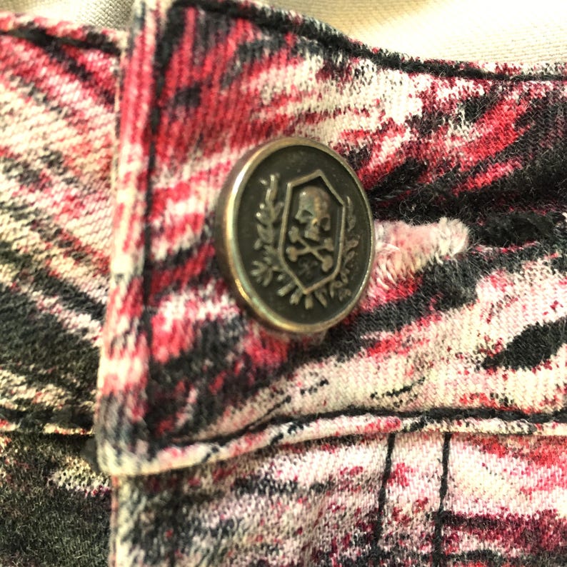 French Designer The Kooples Women Skinny Slim Pants - Black & Red Bold Design with Logo - Rock'n Roll Spirit - Rare Print - Mint -XS/S -W:26 image 4