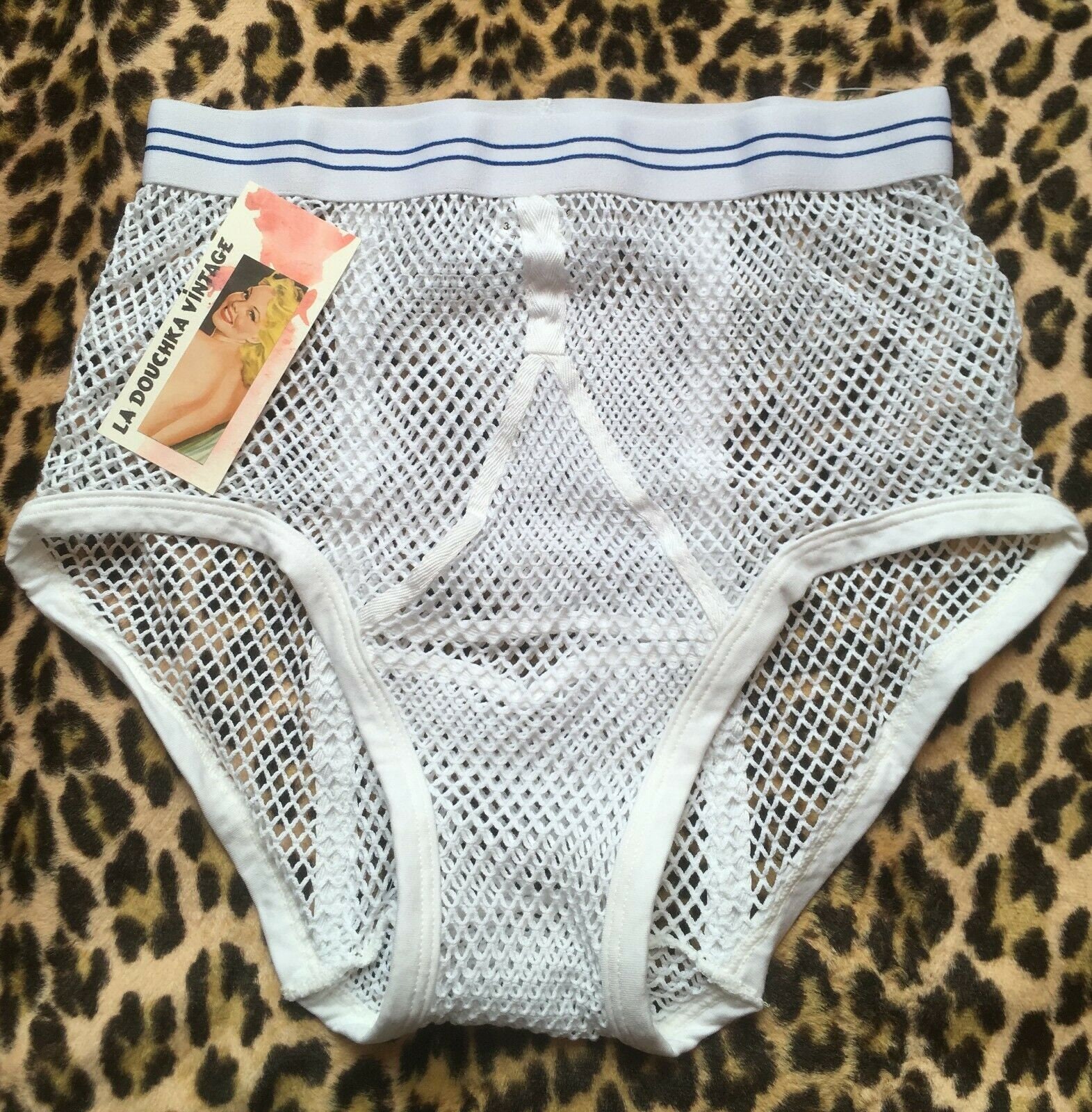 Old School 1970s Men Vintage Sexy Y-Front Brief Underwear - High Quality  White Mesh Combed Cotton & High Waisted - New - L
