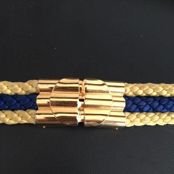 French 1960s Women Vintage Rope Belt & Gold Metal Buckle  display picture 1