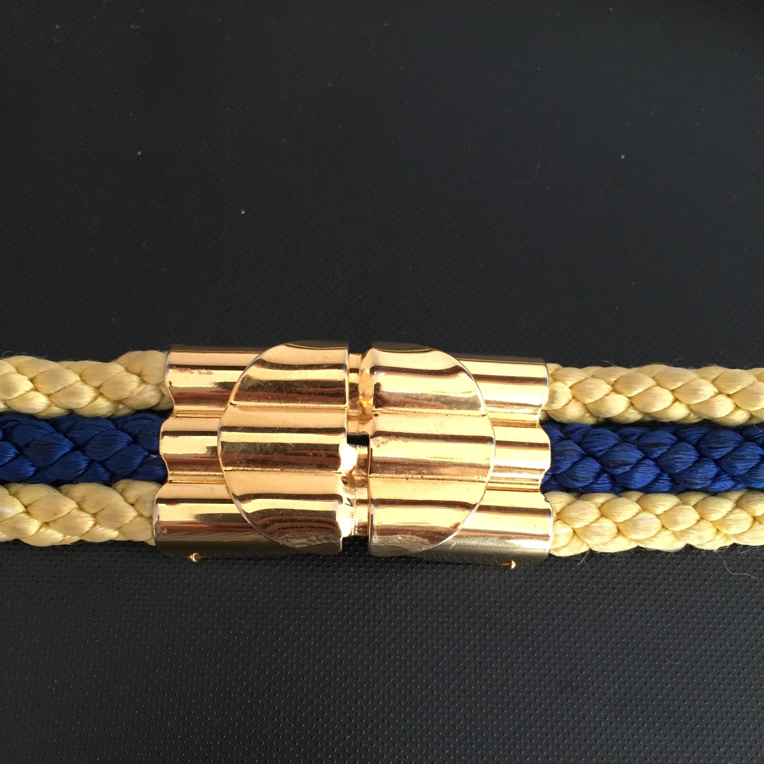 French 1960s Women Vintage Rope Belt & Gold Metal Buckle  display picture 1