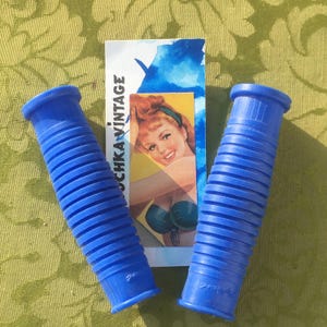 French 1960s/1970s Bicycle / BIKE HANDLEBAR GRIPS ~ Blue ~ Non-Slip Rubber Plastic ~ Made in France ~ New : Unused Vintage from an old store