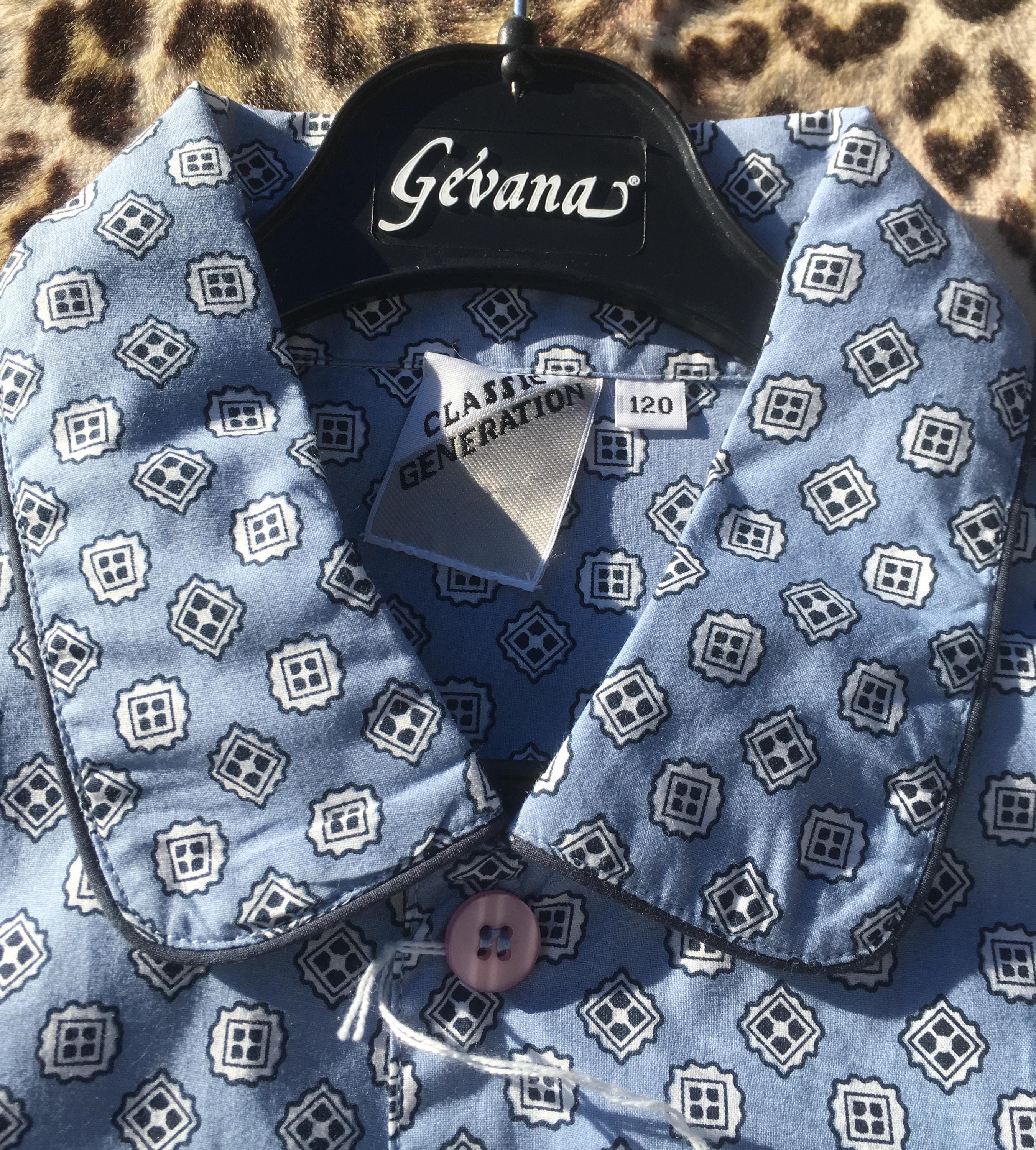 FRENCH 1980s Men 2 Pieces PYJAMAS PAJAMAS ~ Blue Cotton