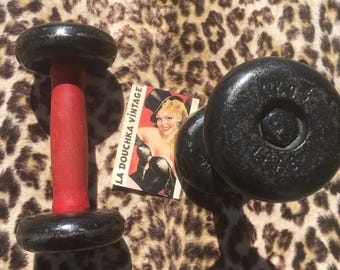 ヴィンテージ鋳鉄ダンベル（2個セット）：レトロソ連フィットネス