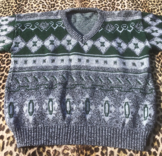 FRENCH 1980s Men SWEATER PULLOVER ~ Eye-Catcher F… - image 5