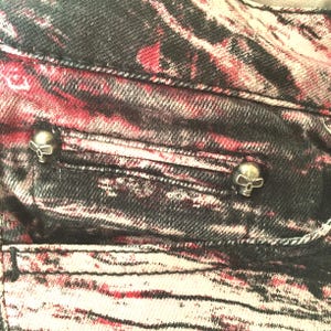 French Designer The Kooples Women Skinny Slim Pants - Black & Red Bold Design with Logo - Rock'n Roll Spirit - Rare Print - Mint -XS/S -W:26 image 7