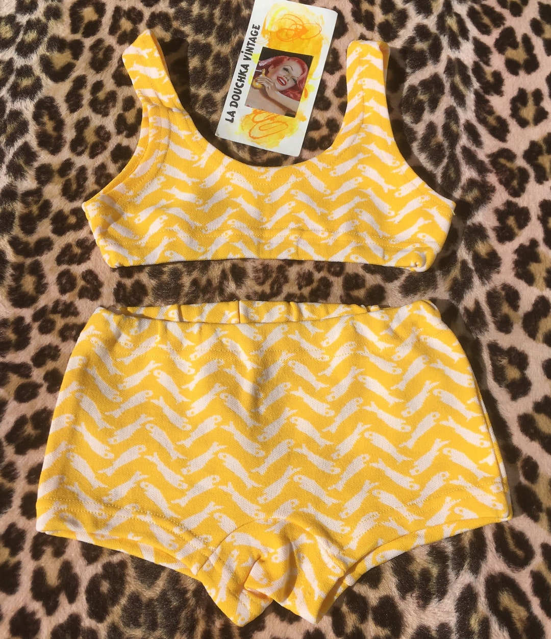FRENCH Mod 1960s Baby Girl 2 PIECES SWIMWEAR Yellow & Adorable White ...
