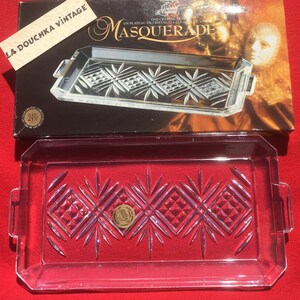 FRENCH CRISTAL D&#39;ARQUES 1960s/1970s Serving Tray / Trinket Dish ~ Clear Lead Crystal ~Made in France~ New in Box : Unused Vintage ~ Timeless
