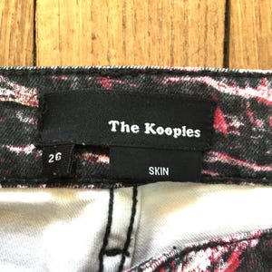French Designer The Kooples Women Skinny Slim Pants - Black & Red Bold Design with Logo - Rock'n Roll Spirit - Rare Print - Mint -XS/S -W:26 image 3
