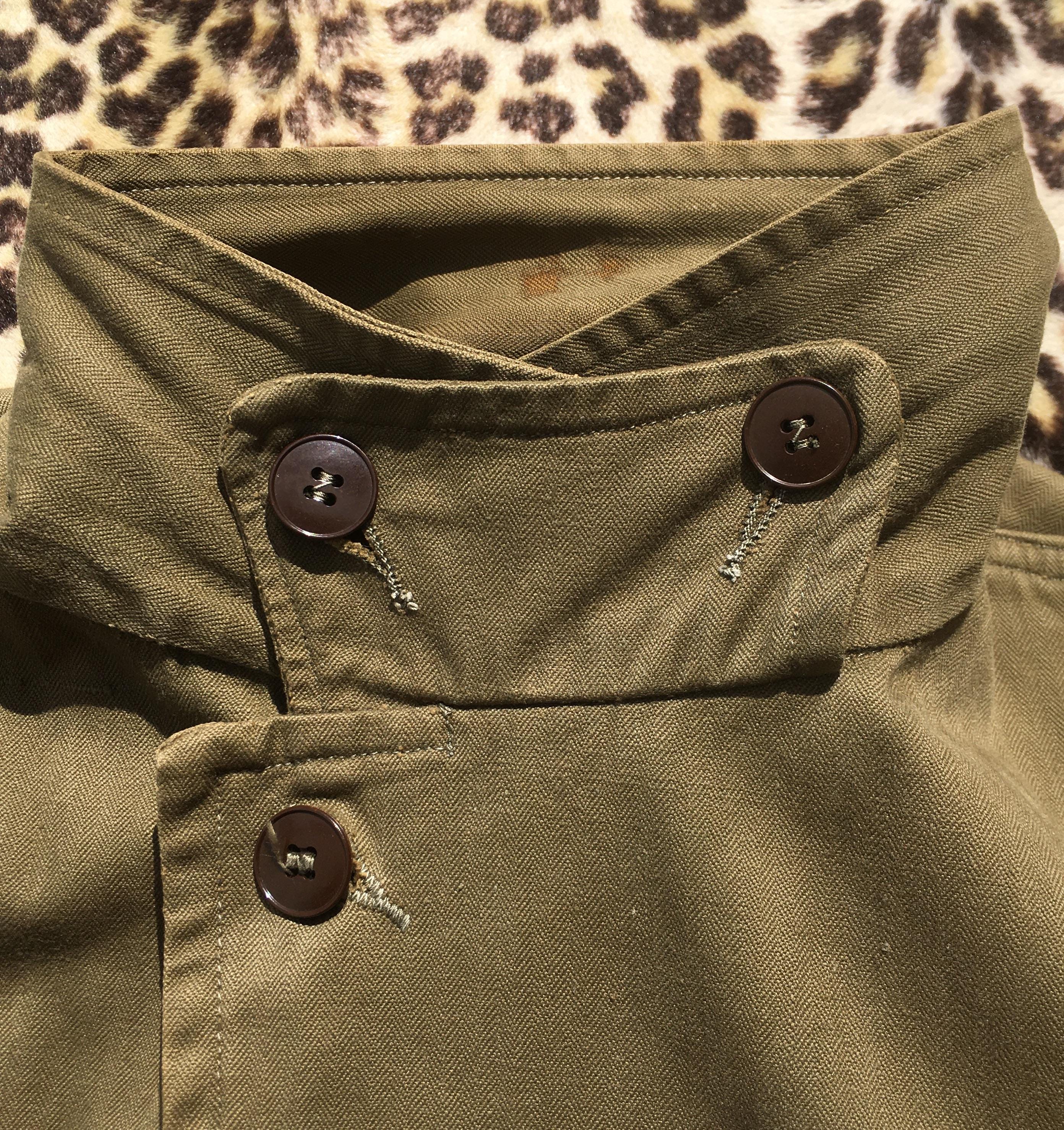 ジャケット・アウター 50's French Army Wool Field Coat 1950s Wool Military Jacket || 36R Small Olive Green Cropped