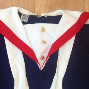 French 1970s Baby Boy Children Vintage Beach Sailor Top Shirt and Gold Buttons - Tricolor Design - Made in England - New & Tag - 5/6 Years !