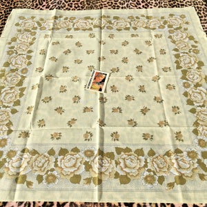 FRENCH TED LAPIDUS 1960s Square Cotton Scarf ~ Light Yellow & Romantic Floral Liberty Print ~ Made in Italy ~ New / Unworn Vintage ~ 31 x 31