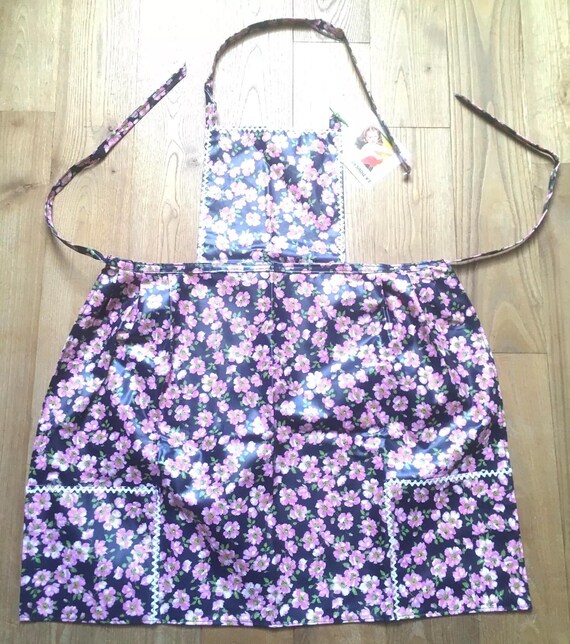 French 1950s Women FULL BIB APRON~ Kitchen / Garden ~black  display picture 1