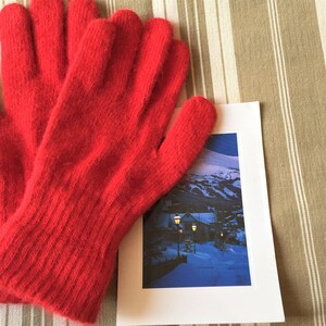 French Vintage Woman Valentine's Gift Gloves - Christmas Red Wool & Angora - The perfect winter companion - New