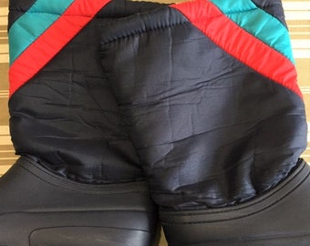 French 1970s Unisex Men Women Vintage Winter After Ski Snow Boots & Stripes - Fully Lined - Made in France - New - US 7.5/8 - FR 40/41