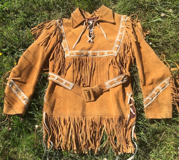 1970s Women LEATHER JACKET TUNIC & Fringes ~ Native American / Country / Western / Festival ~ Handmade in Mexico ~ Unique Vintage ~ M
