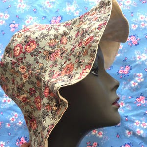 French 1970s Women Vintage Summer Sun Bucket Hat - Lovely Floral Liberty Print - Romantic Bohemian Style - Pure Cotton -Made in France-New-L