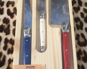 Laguiole Steak Knives Set of 5 | Serrated Stainless Steel, Made in