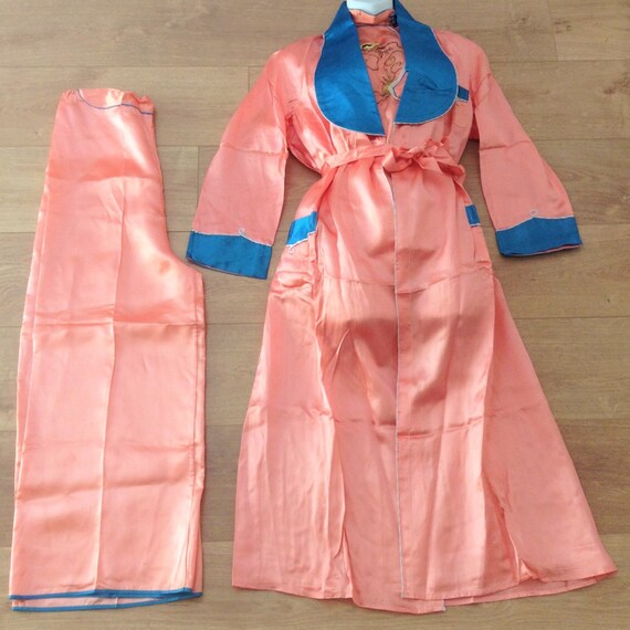 Amazing 1940s Women Lounging Kimono Pajamas - 3 Pi