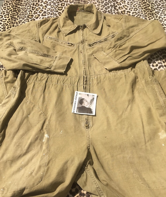 WW2 French Army 1940s Men FLIGHT / TANKER COVERALLS Suit & Inner