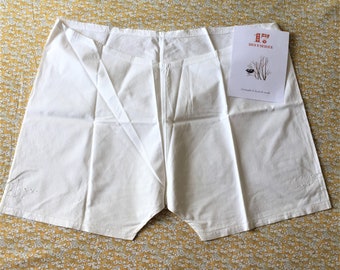 French Victorian 1800s Drawers Knickers Culotte Panties with Adjustable Waist - White Cotton & Hand Embroideries - New - L